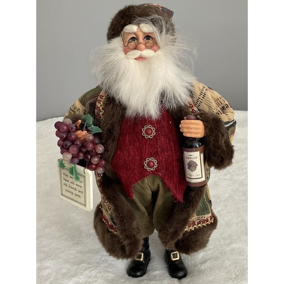 Karen Didion Crakewood  Collection  Santa Merlot Wine/Grapes Figurine 18” - Picture 1 of 14